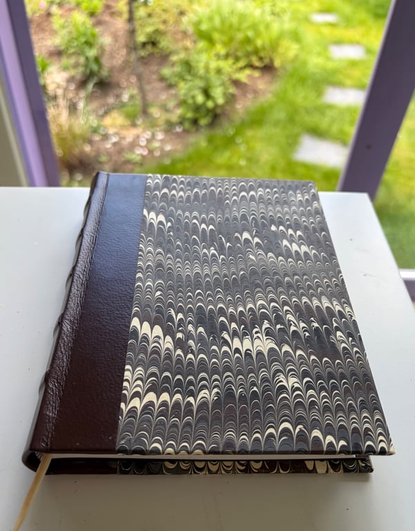 HANDMADE QUARTER BOUND LEATHER MARBLED JOURNAL 