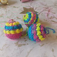 Crochet Christmas Bauble Decoration Set of 3