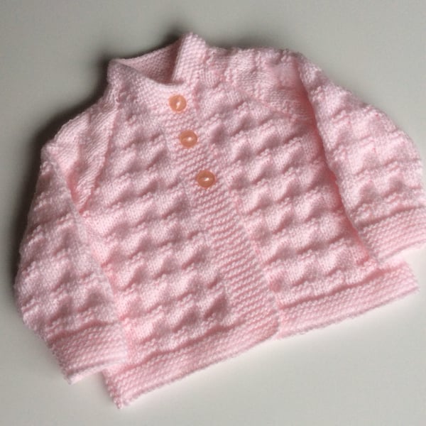 Baby cardigan soft pink knit 0-3 months 