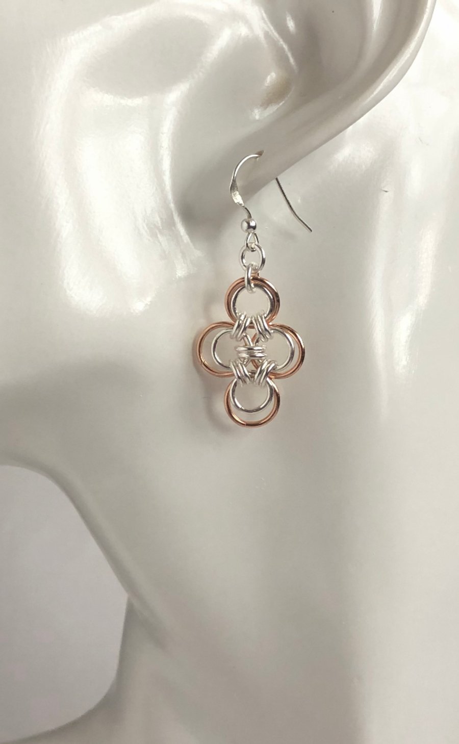 Two Tone Chainmaille Earrings 