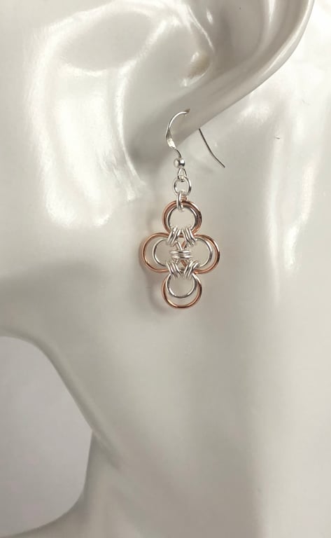 Two Tone Chainmaille Earrings 