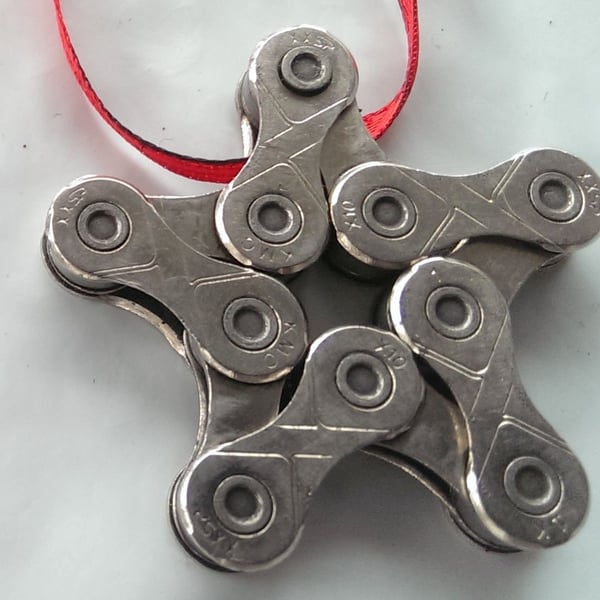 Snowflake Christmas Star Bicycle Chain Tree Decoration Cute Handmade Gift will b