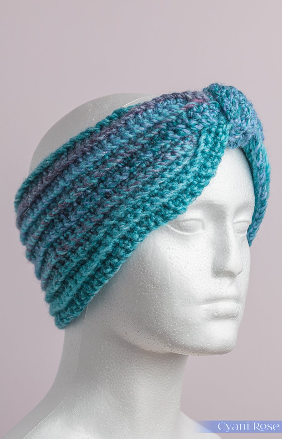 Earwarmer headband crochet handmade turquoise ribbed chunky cosy