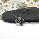 Silver Flower necklace oxidized sterling silver floral pendant