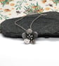 Silver Flower necklace oxidized sterling silver floral pendant