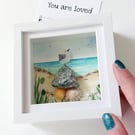 Seagull Desk Art - Original Watercolour - Framed Beach Glass Gift for Friends
