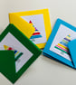 Set of 3 unique hand painted Christmas tree abstract art greeting cards  - Image 2