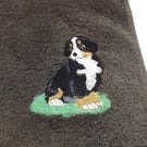 Bernese Mountain Dog Embroidered Bath Towel. Chocolate Brown, T8