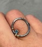 Topaz Rock Pool Ring, circle ring, hammered ring, gift for her, oxidised ring,  - Image 3