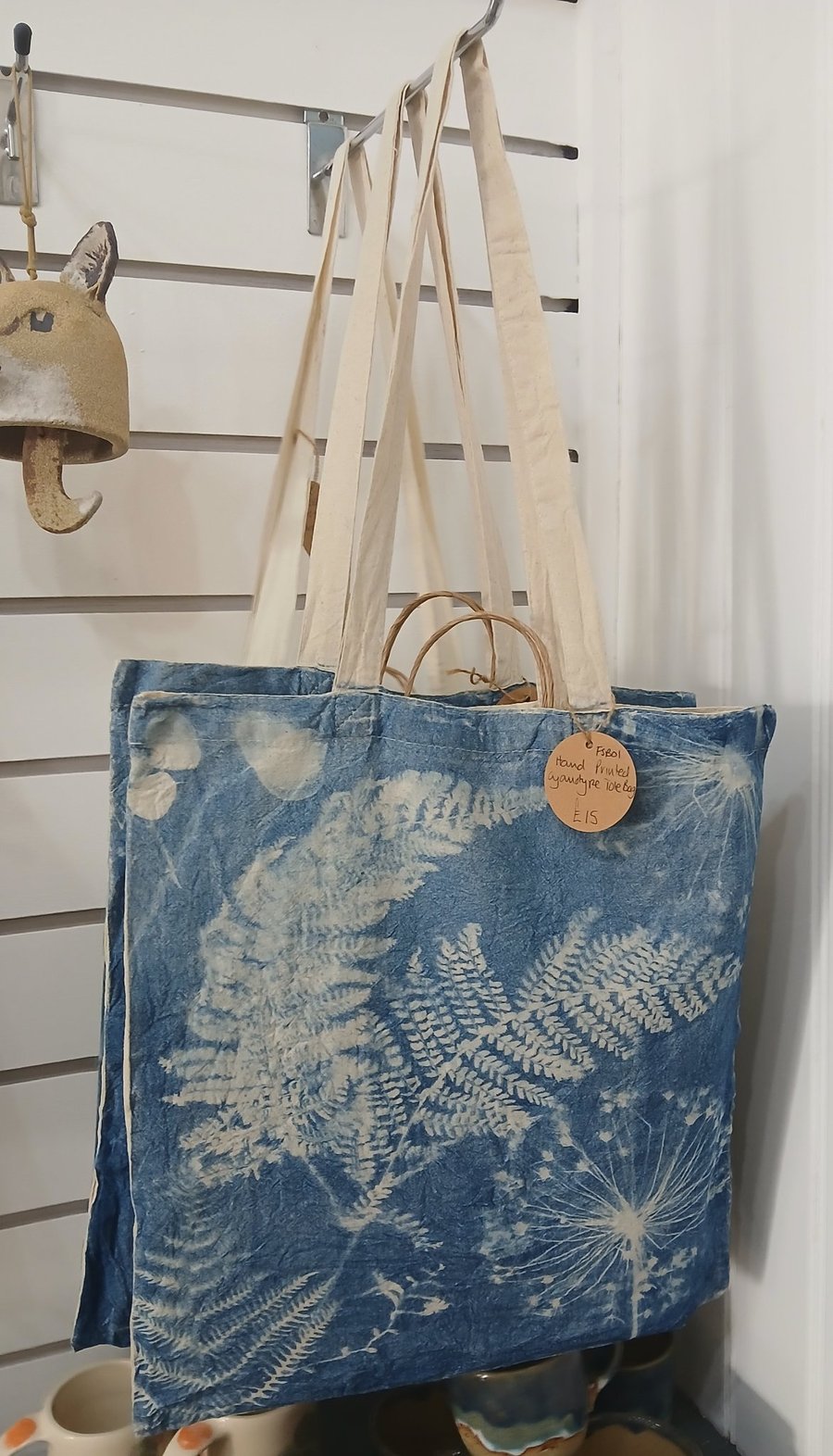 Hand Printed Cyanotype Tote Bag (Fern & Alium)