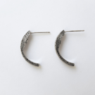 Crescent Moon Stud Earrings in Silver & Patina - Gift-Boxed with Free Delivery