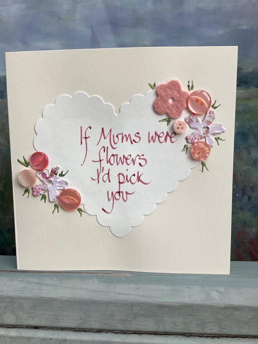 Handmade birthday card.Mum or Mothers card.Birthday card.Mothers day card.