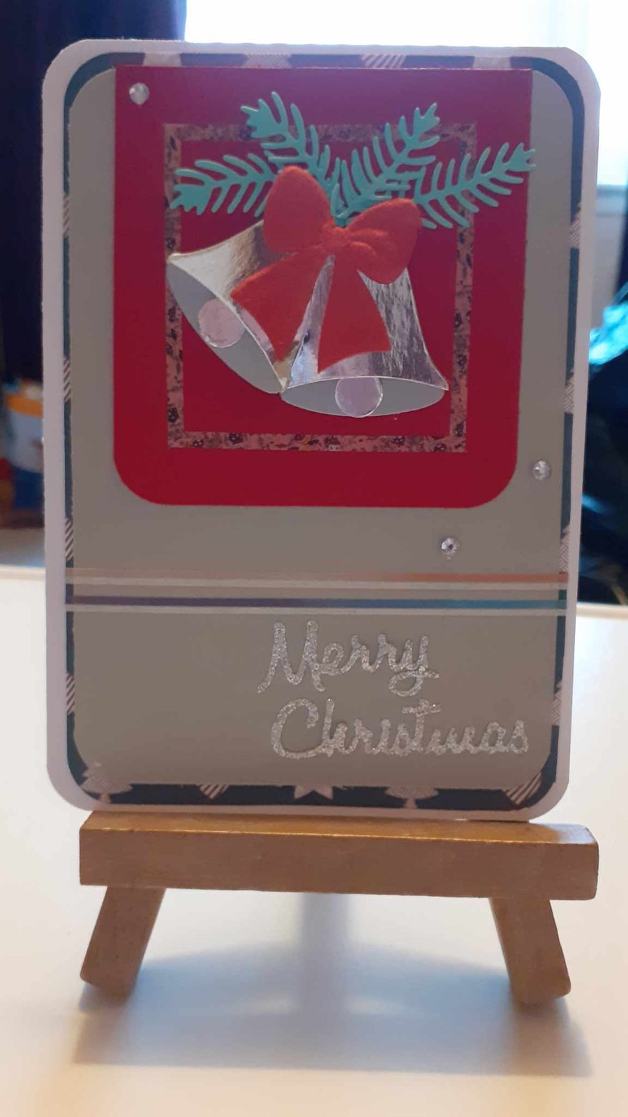 Grey Silver Bells Christmas Card