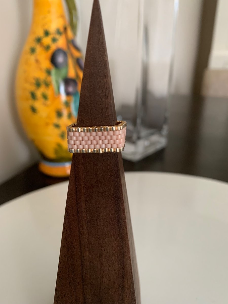 Lovely rose colour beaded ring
