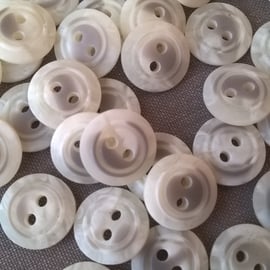 12mm grey and off-white small buttons 2-hole, pack of 20