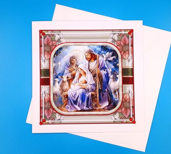 Religious Christmas Card, Large, 3d, Handmade
