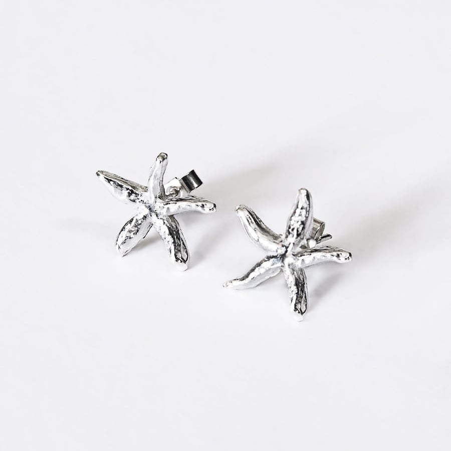 Fine Silver Starfish Stud Earrings
