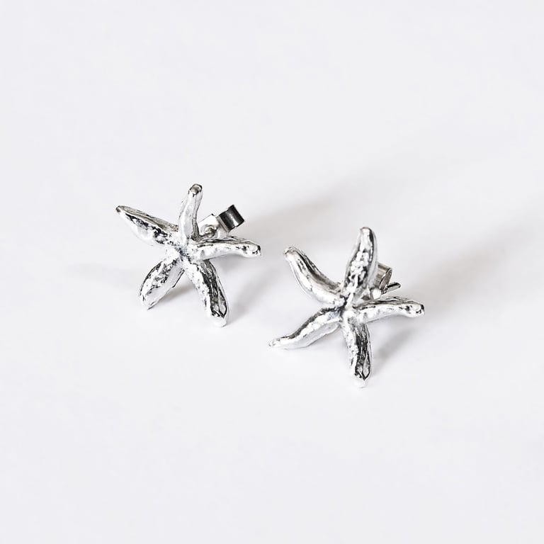 Fine Silver Starfish Stud Earrings