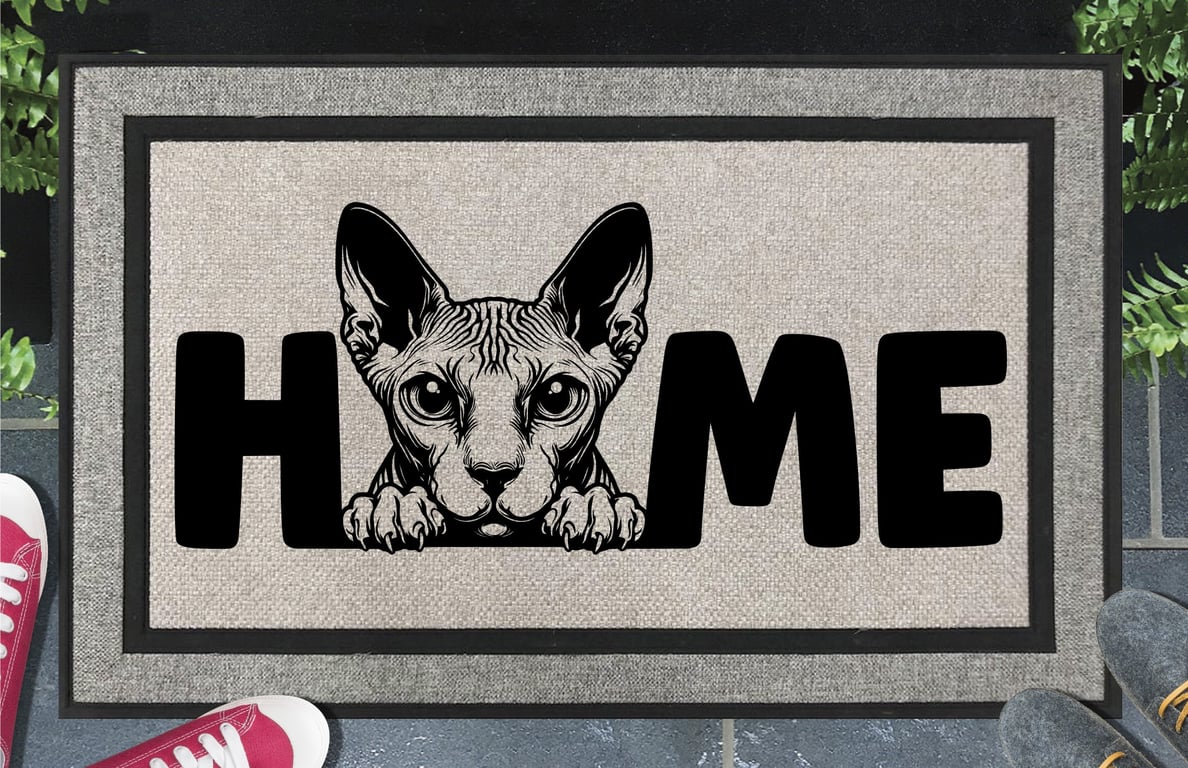 Sphynx Cat Home Door Mat No.3 - All Weather Doormat - 45x70cm 