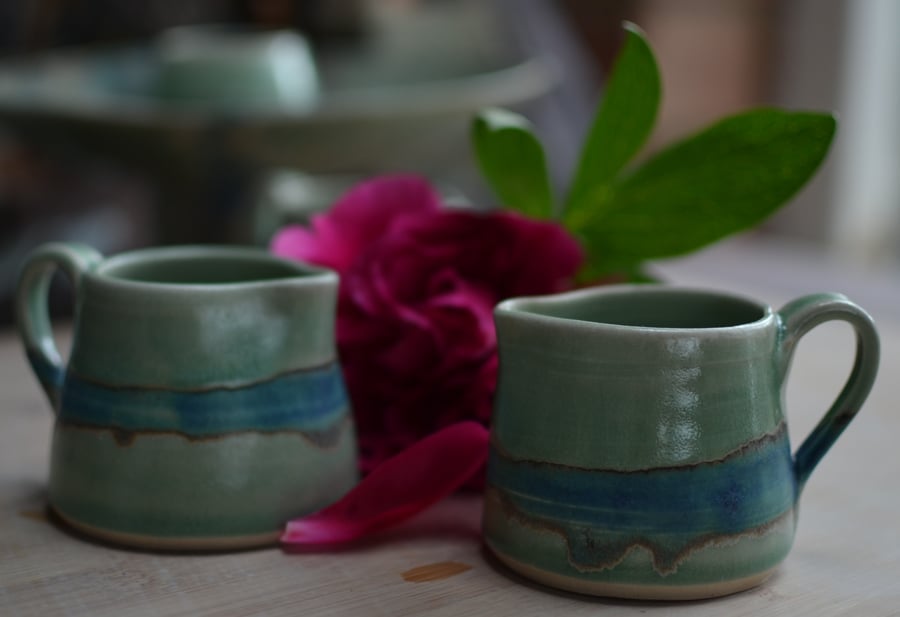 2.6 Challenge Jugs - glazed in green and blue glazes