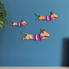 Family of Jumping Sausage Dogs - Wall decor Hangings 