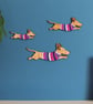 Jumping Sausage Dogs Wooden Wall Hangings  - Image 1