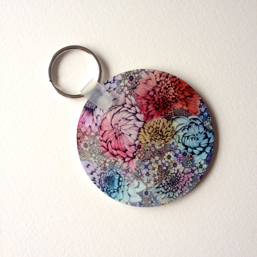 Round Flowers Keyring