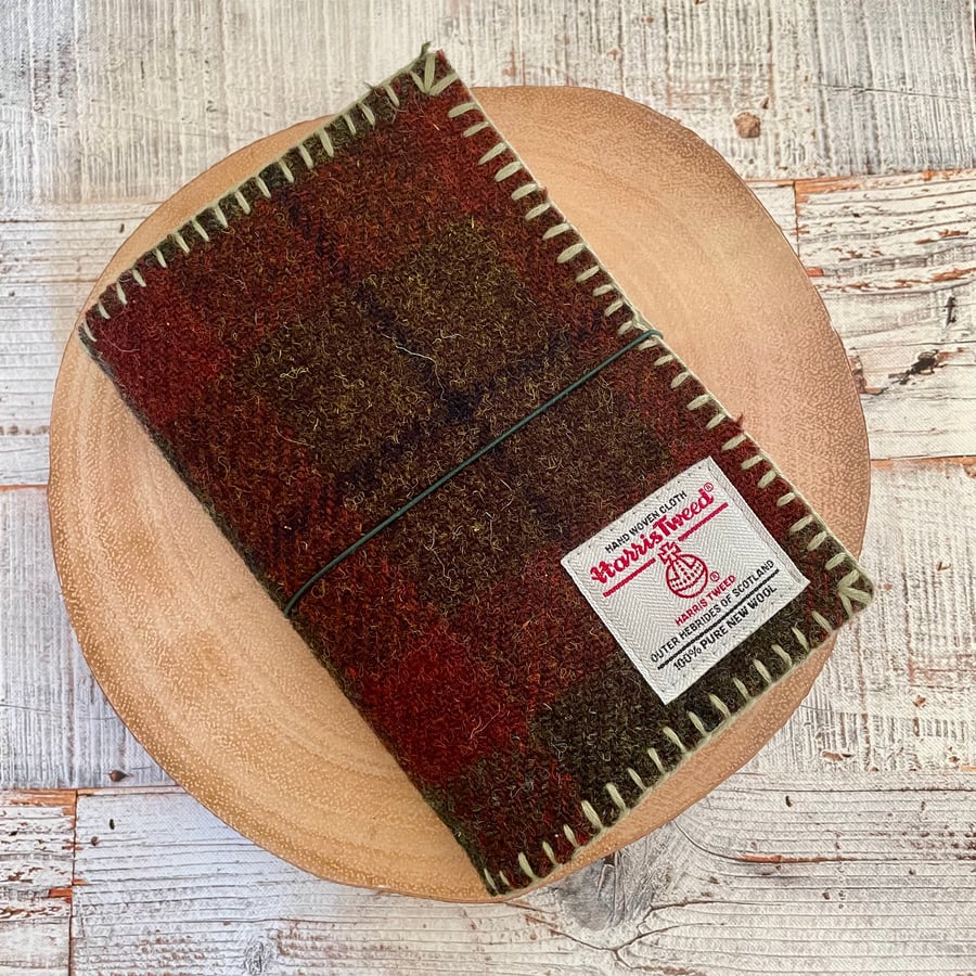 A6 Harris Tweed Notebook Journal Cover with 3 replaceable notebooks
