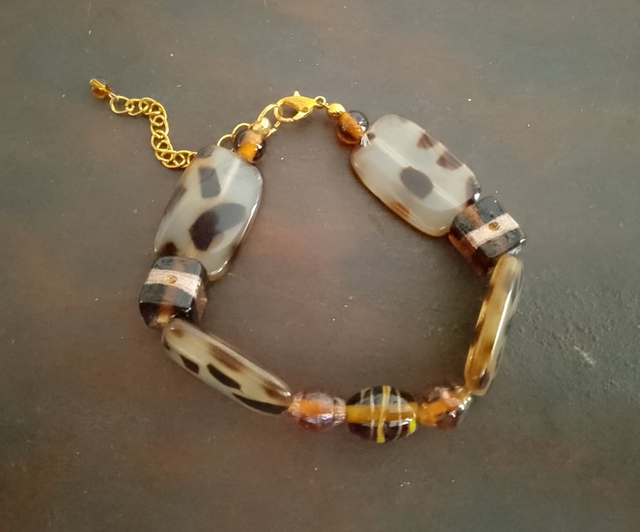 Handmade bracelet made using pre-loved beads.