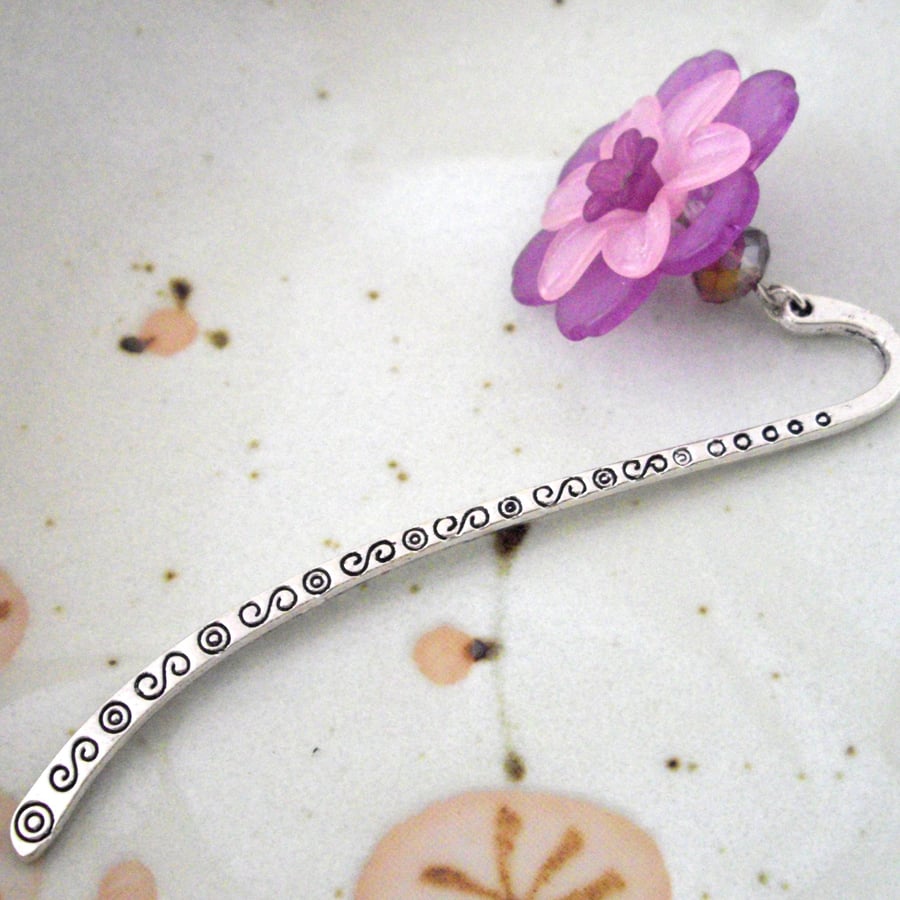 1 x Pink and Purple Flower Bookmark