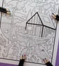 Cabin In Autumn Pumpkin A4 Colouring Page Printable JPG by S Godwin Studio - Image 2