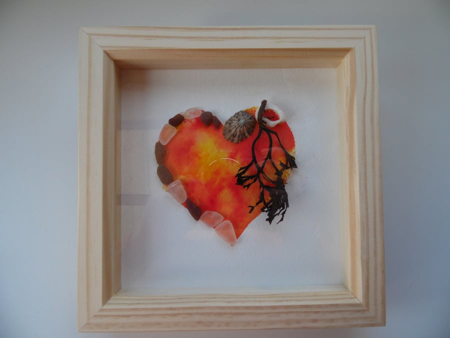 Sunset Tie Die Heart of Cornwall Sea Glass, Sea Shell, Sea Weed Picture P183