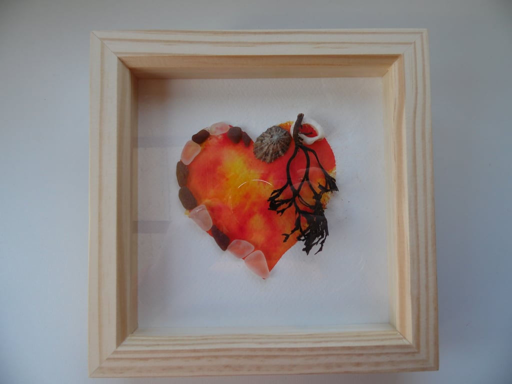 Sunset Tie Die Heart of Cornwall Sea Glass, Sea Shell, Sea Weed Picture P183