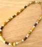 Yellow and Butterscotch Jade and Tigers Eye Necklace Gold plated  - Image 3