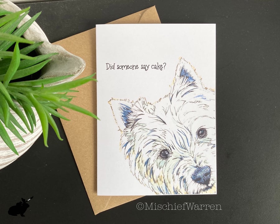 Westie Card. West Highland Terrier Blank or Personalised card for any occasion.