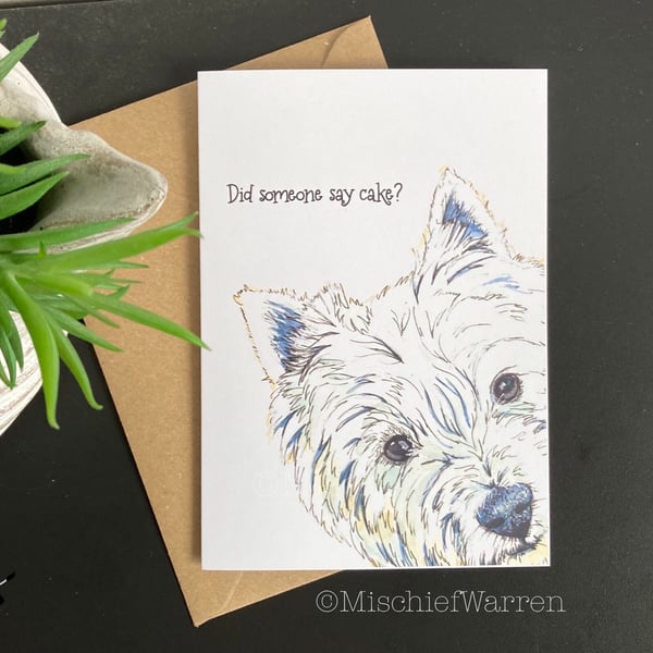 Westie Card. West Highland Terrier Blank or Personalised card for any occasion.