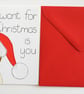 Funny handmade owl Christmas card, Owl I want for Christmas is you, Xmas card - Image 4