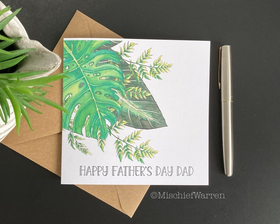 Houseplant Card. Blank or Personalised plant art card for any occasion.