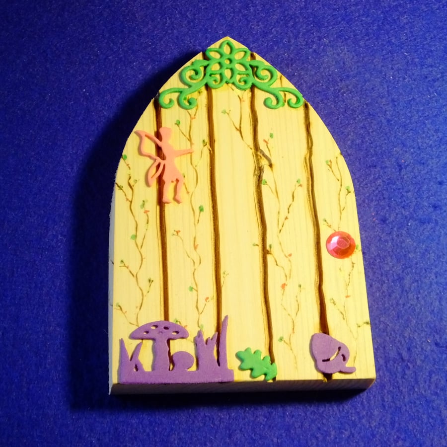 Magical fairy or hobbit handcrafted door for home or garden decoration ornament