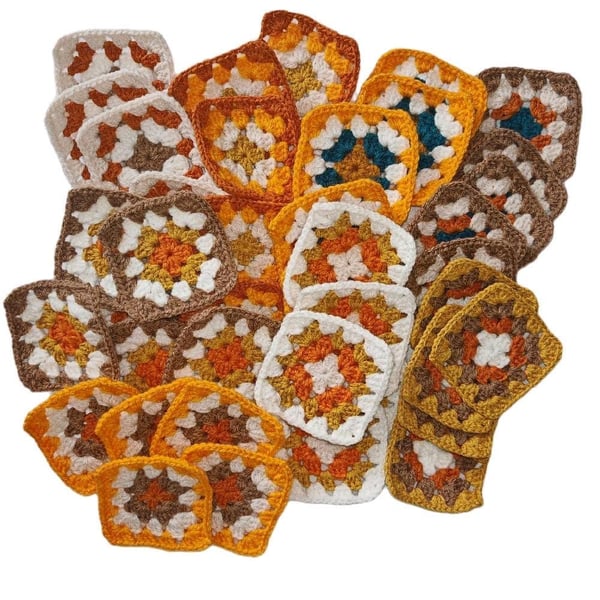 Crochet Granny Squares Harvest Sunburst Colour Scheme 3-inch Size