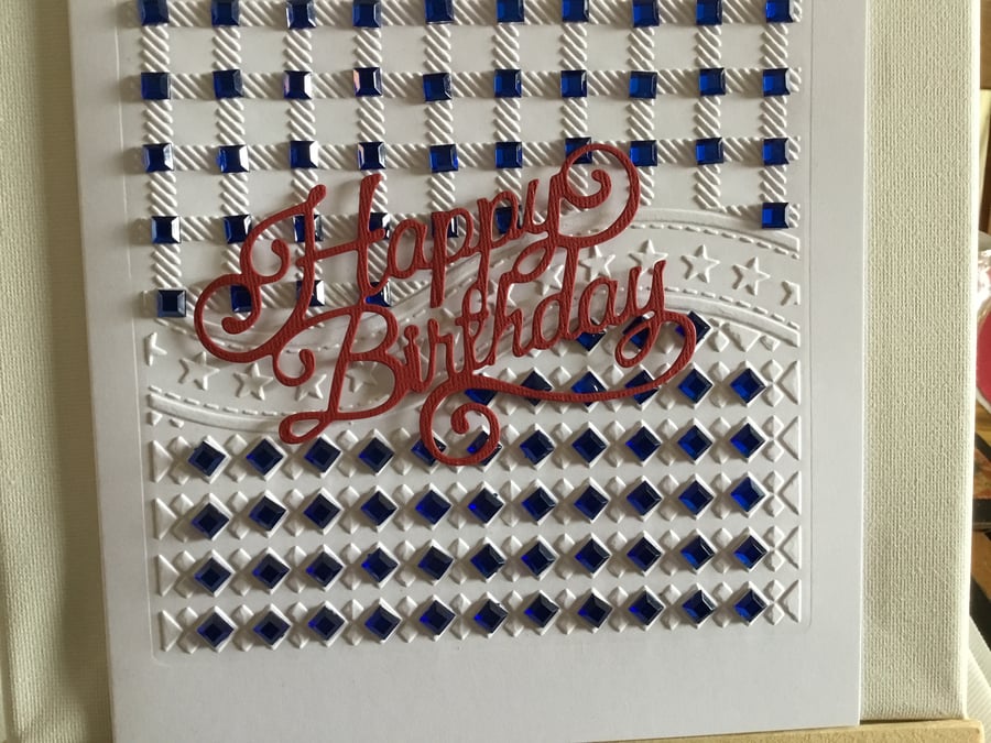 Embossed and beaded Birthday card