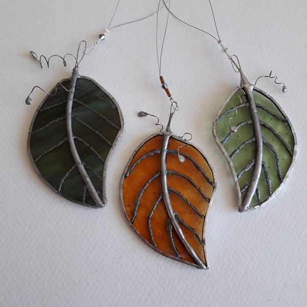 3 x Stained Glass Leaves
