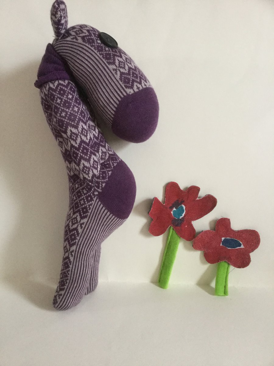 Mauve Sock Dude Plushie, Handmade plushie Leaning Sock Dude, Nursery, Desk Toy, 