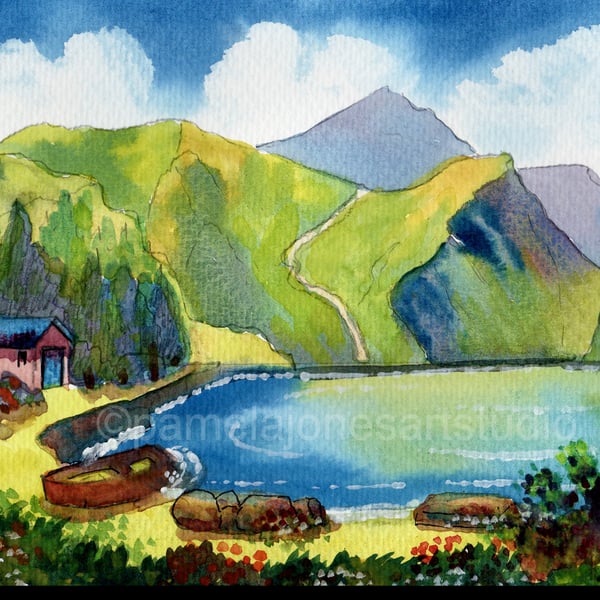 Fjord Norway, Original Watercolour, in 14 x 11'' Mount