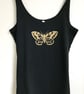 Moth Women's organic cotton vest loose fit black with gold print size 2XL - Image 1
