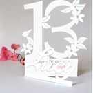 Personalised 13th 3D Birthday Card for a Daughter, Granddaughter, Niece etc.