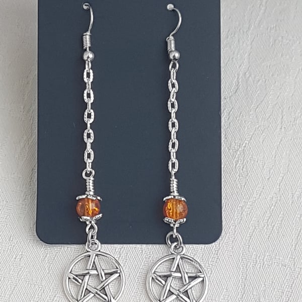 Dangly Pentacle Charm Earrings