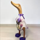 Bamboo duck, wooden duck, purple thistle design