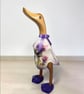 Bamboo duck, wooden duck, purple thistle design