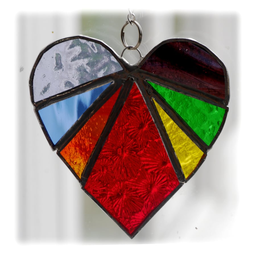 Love Heart Rainbow Stained Glass Suncatcher 8cm 038